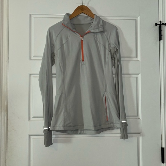 Lululemon Run Wild 1/2 Zip Pullover 6 Stripe thumb holes mock neck - Picture 2 of 9